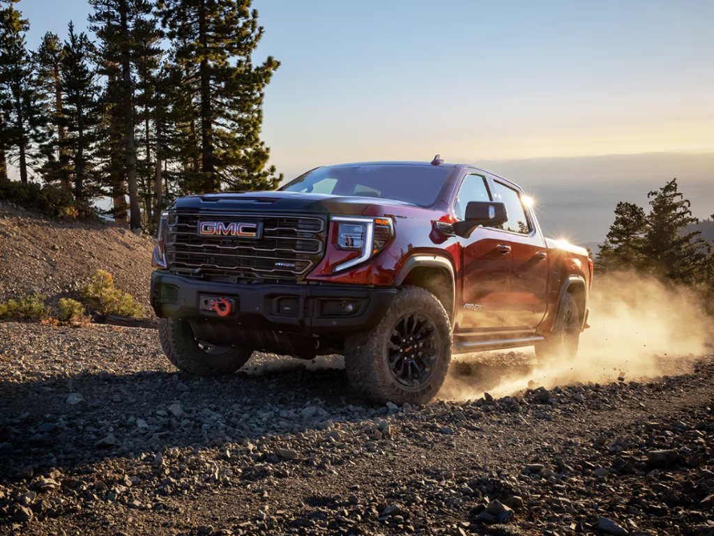 Red 2026 GMC Sierra 1500 AT4X drifting